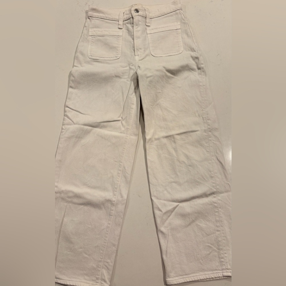 Madewell Women Size 27 The Perfect Vintage Wide Leg High Rise Canvas Ivory Jean - Picture 2 of 10
